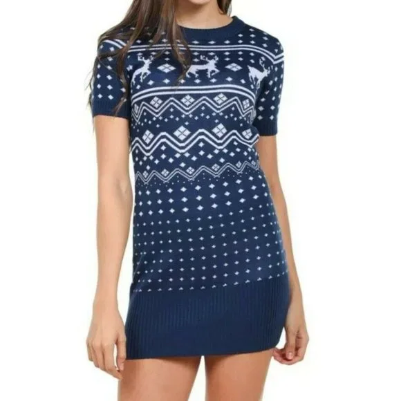 white christmas dresses Brave Soul Womens/Ladies Fairisle Christmas Dress – Universal Textiles main image 1